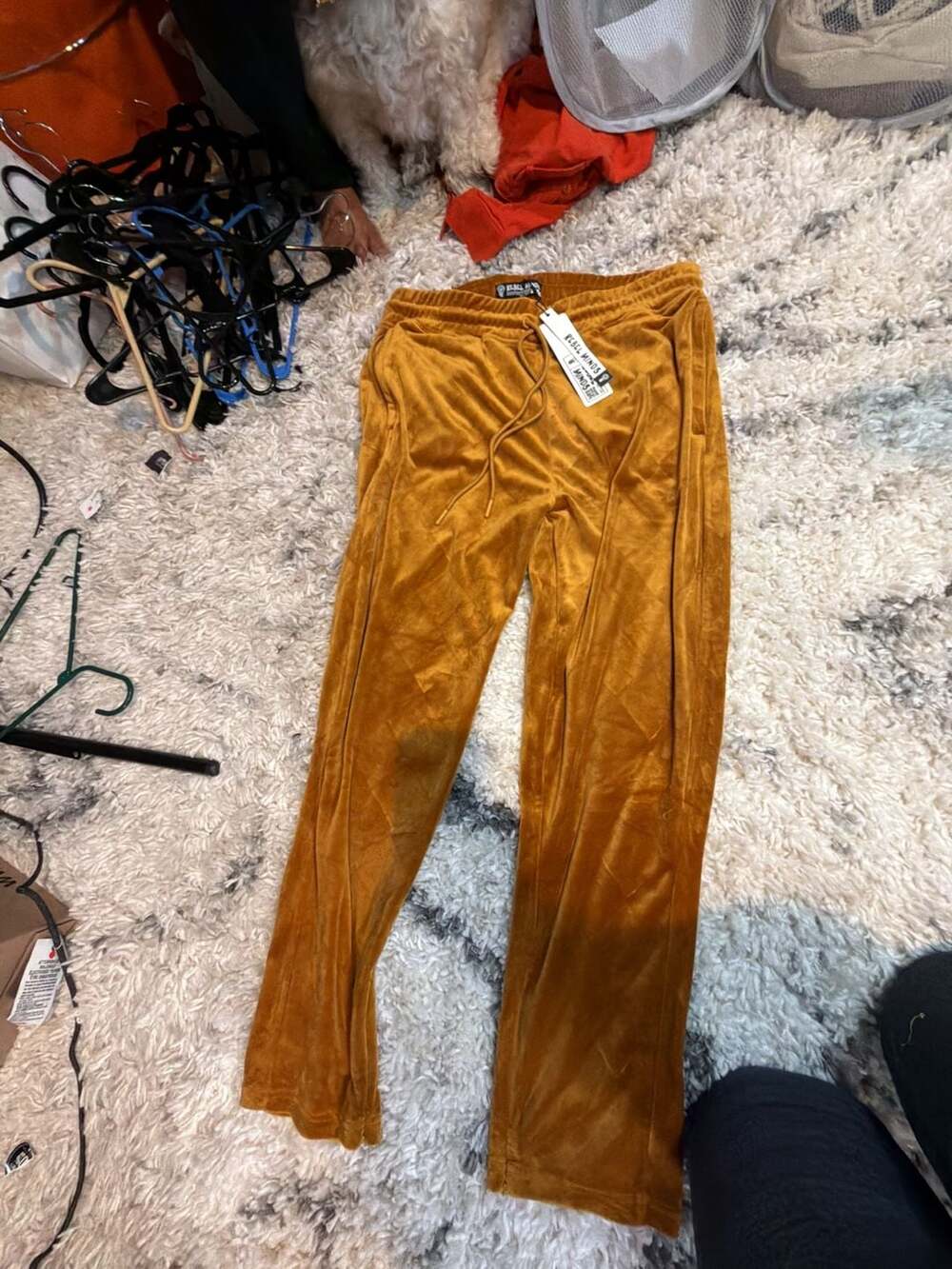 Rebel Minds Mustard Gold Velvet Jogger Sweatpants